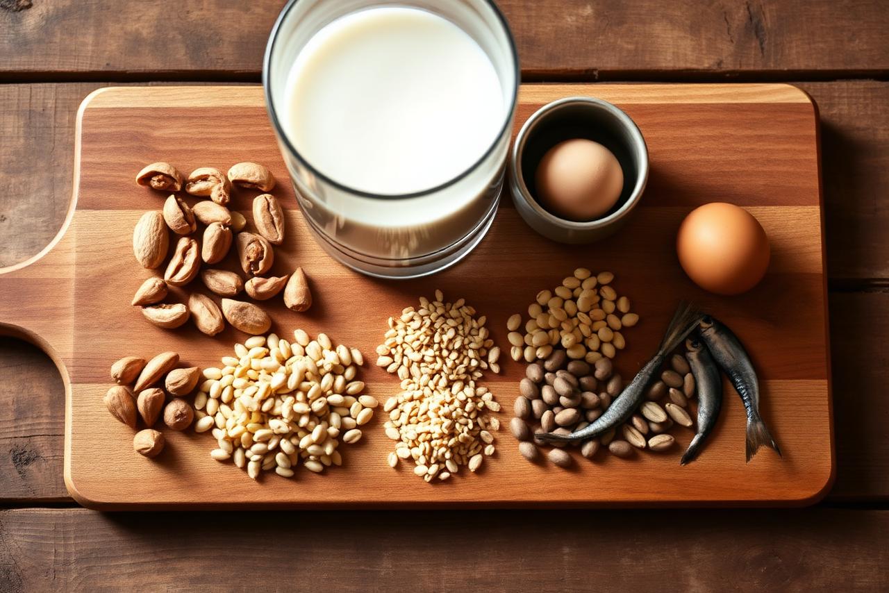 A packaged food ingredient list with allergen ingredients highlighted in bold.