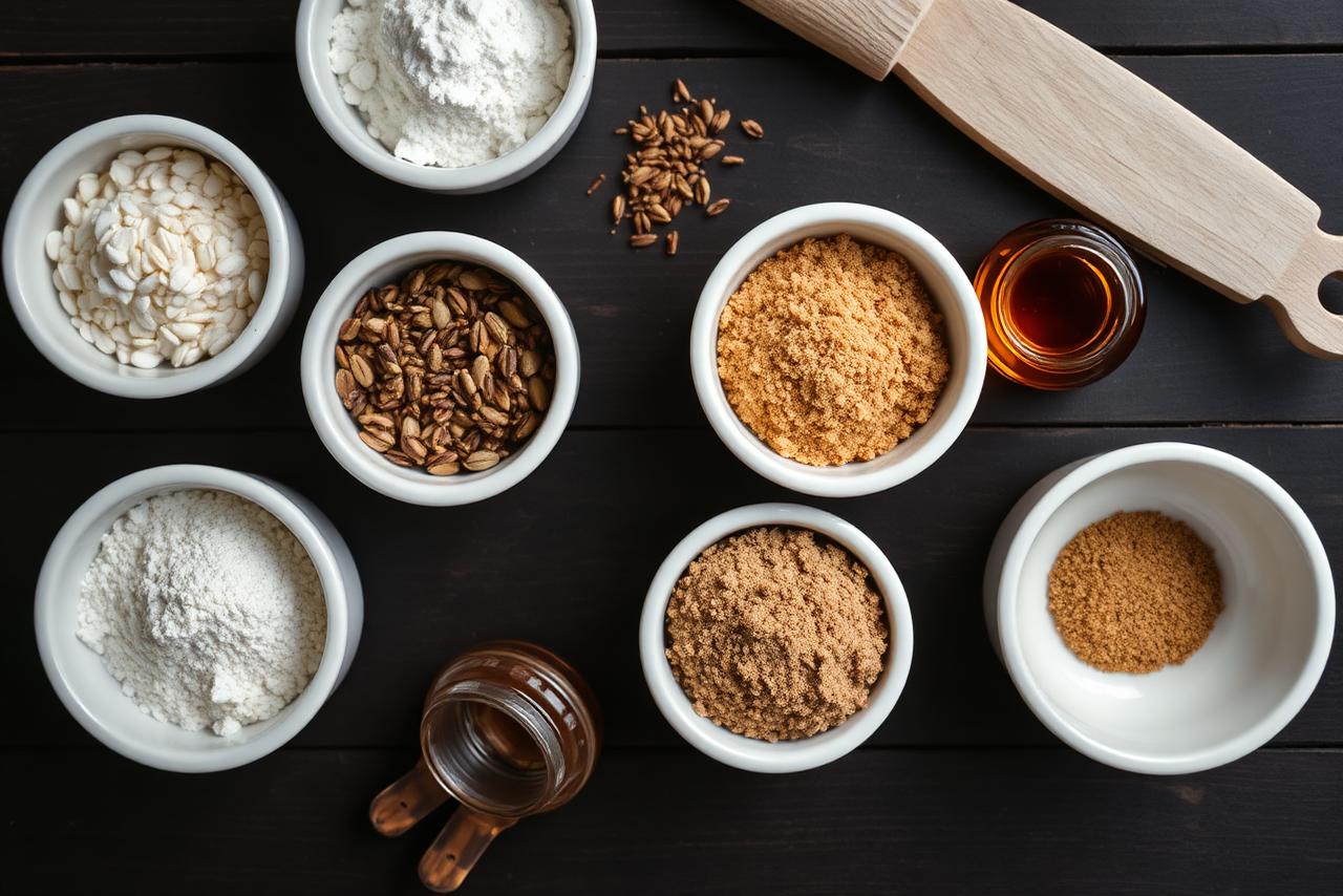 Assorted food ingredients in glass jars