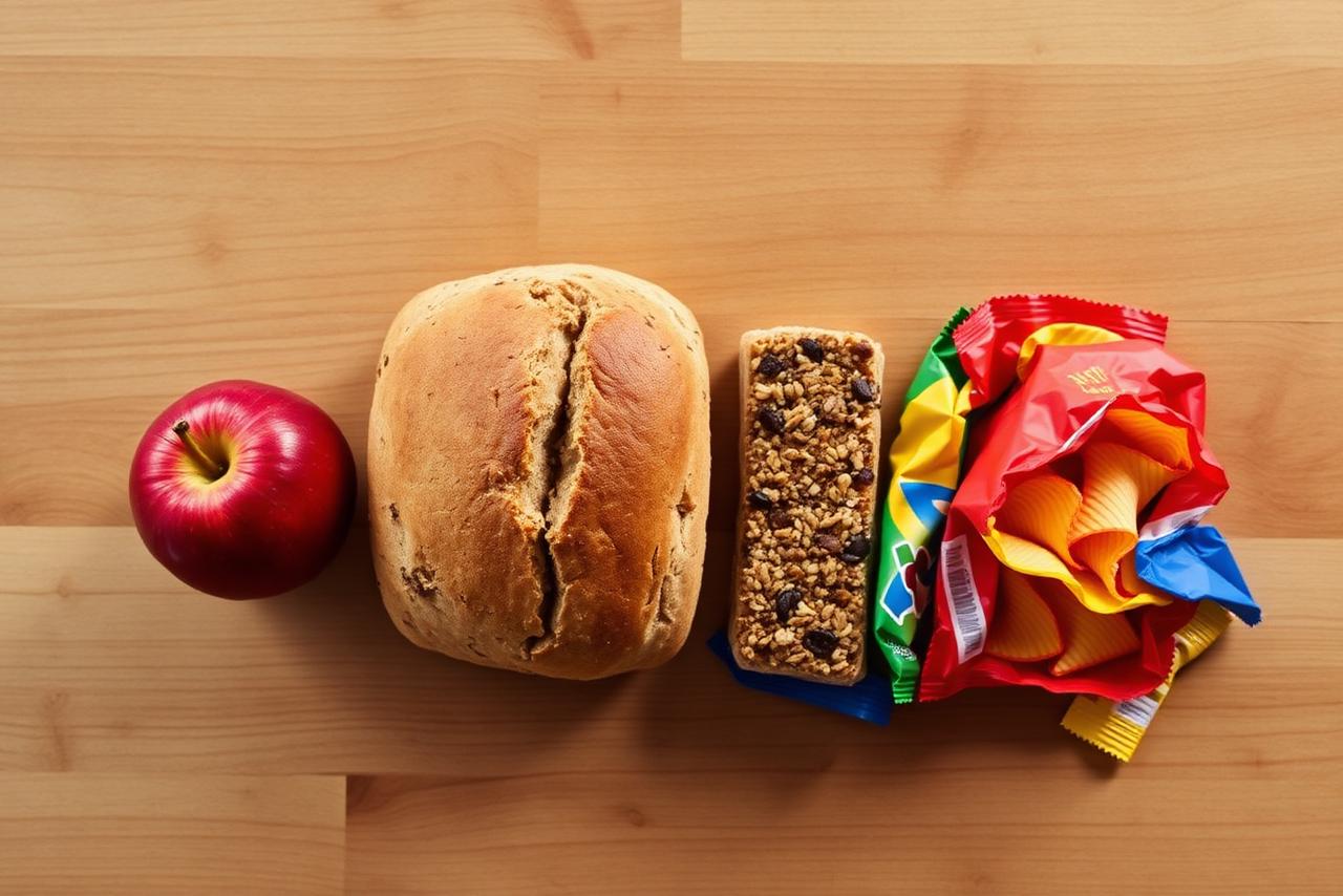 Diagram of the four NOVA food groups: unprocessed whole foods, culinary ingredients, processed foods, and ultra-processed foods.